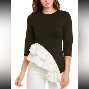 Gracia Unbalanced Bottom Layered Ruffle Top,NWOT